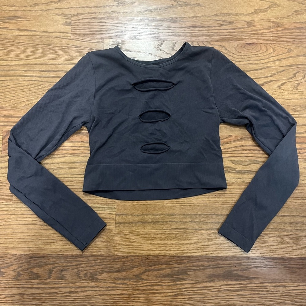 Garage Black Long Sleeve Cutout Top